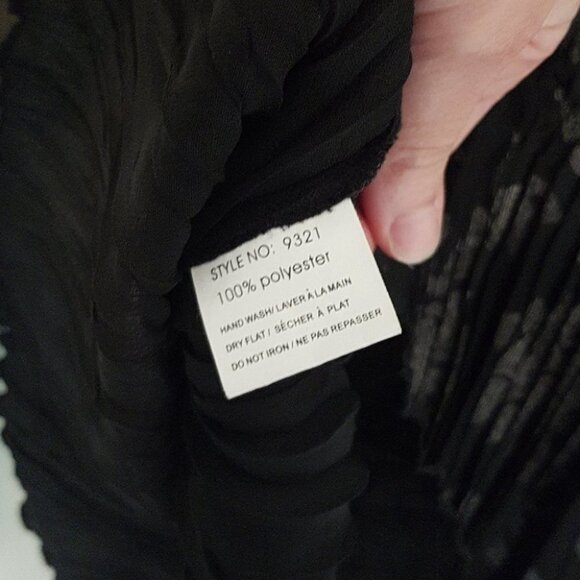 Vintage 90s Y2K Chagall black origami crinkle asymmetrical long sleeve top sz S - Picture 7 of 7